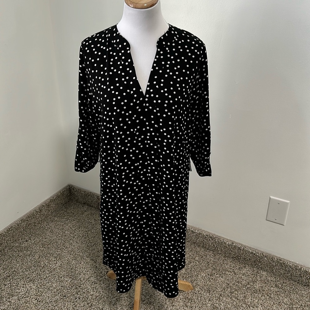 🍏 NWT Always Indigo Polka Dot Swing Dress